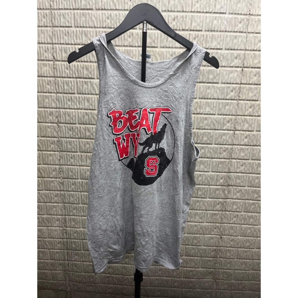 NC State Wolfpack Beat WVU Tank Top Gray Delta Pro Weight Mens Medium Sleeveless
